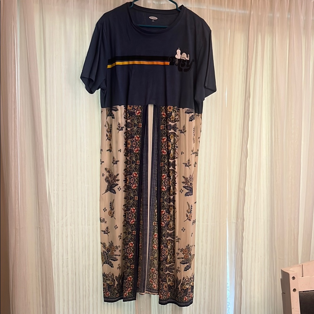 Navy And Cream Maxi Dress
